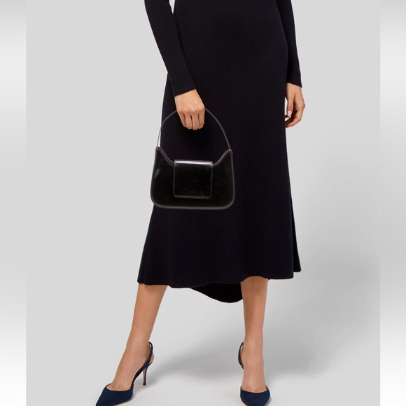 Lancel Handbags - Lancel Paris Black Glossed Leather Structured Handbag